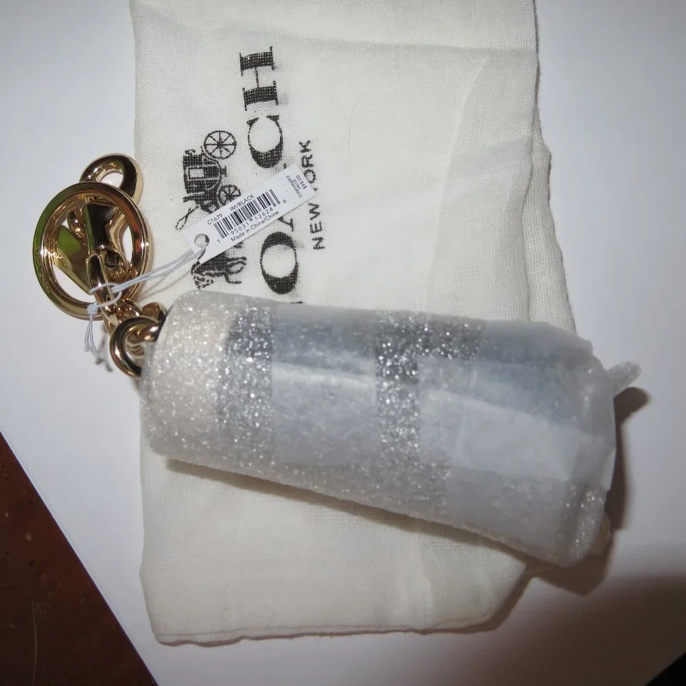 Coach Black And White Key Ring Tussle Key Fob Bag Charm